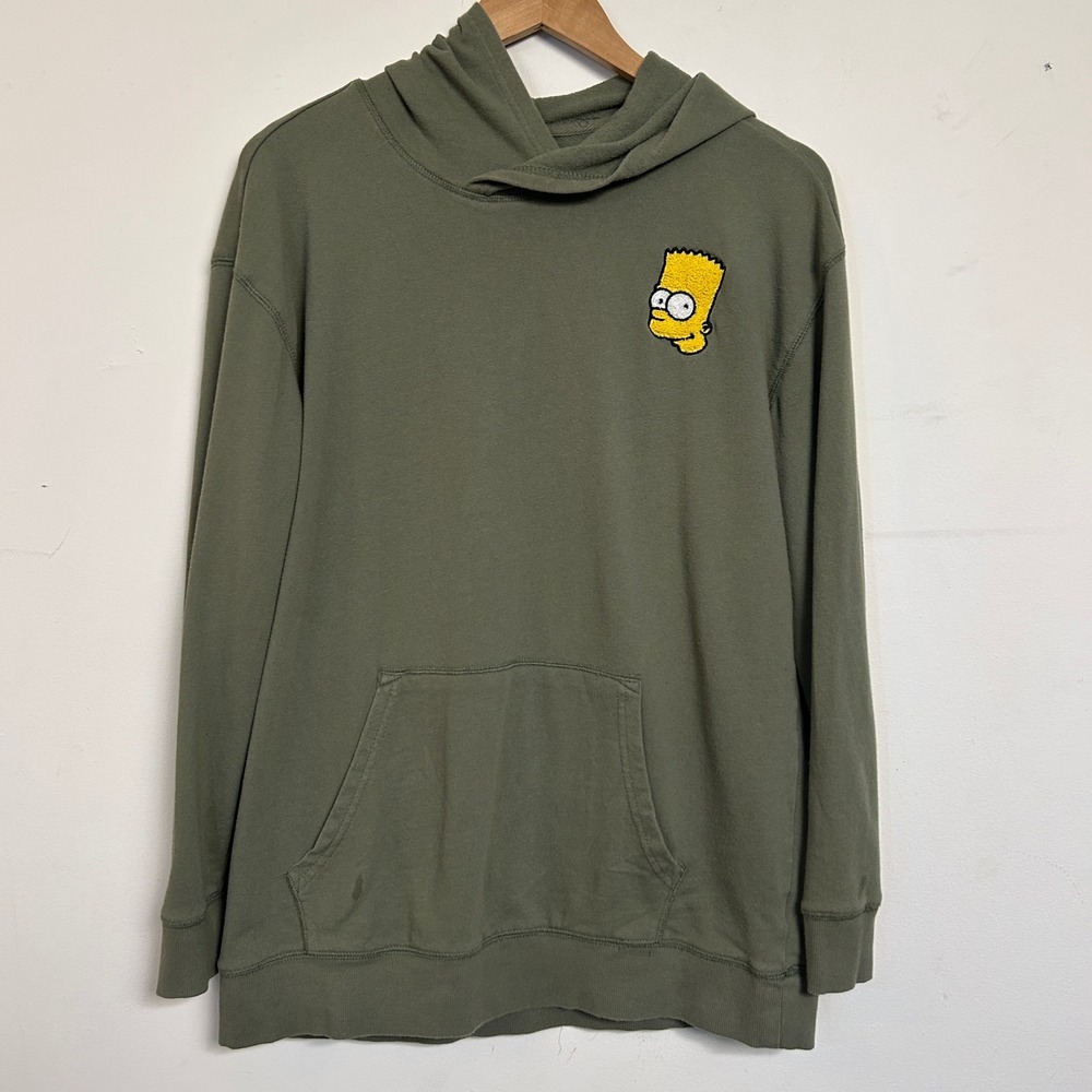 Old Navy x POPSUGAR Simpsons Bart Hoodie Kids XXL Green Chenille Patch Pullover‎